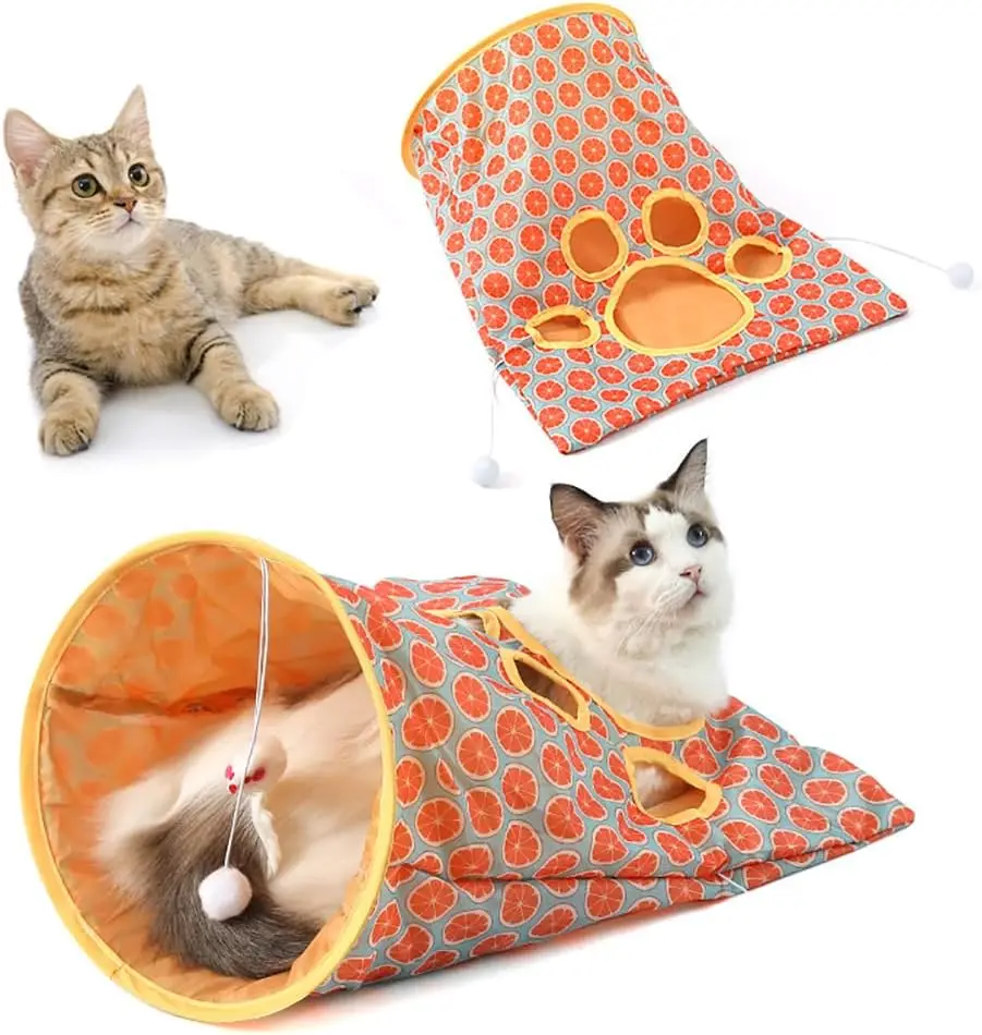 Cat Tunnel Toy - Foldable Cat Tunnel With Noisy Paper