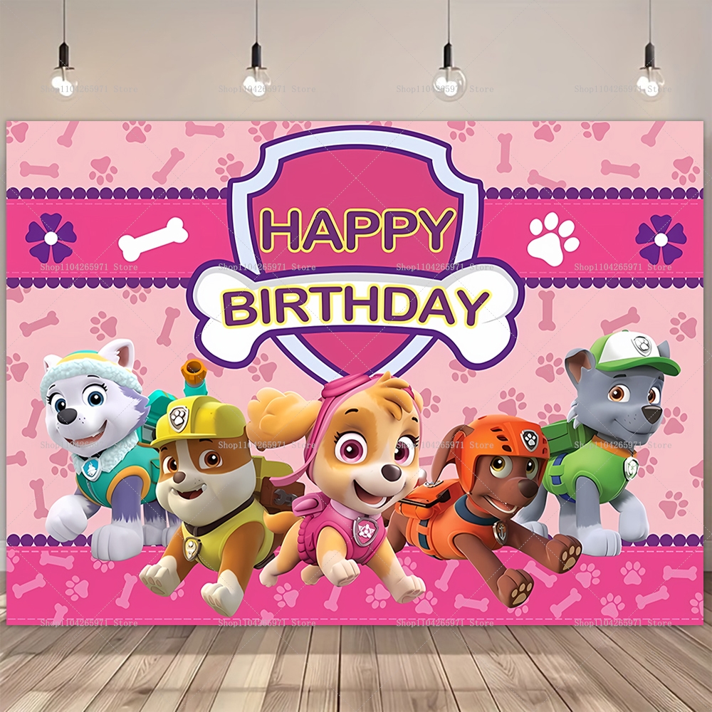 Pet Supplies Warehouse - PAW Patrol Cartoon Dog Birthday Backdrop