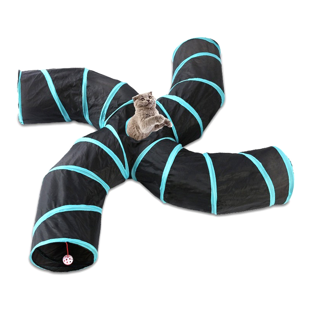 Cat Tunnel Toy - Indoor Cat Tunnel 4 Way Pet