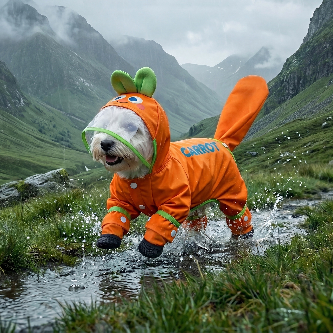 Orange Carrot Dog Raincoat Fou - Dog Raincoat avis et prix