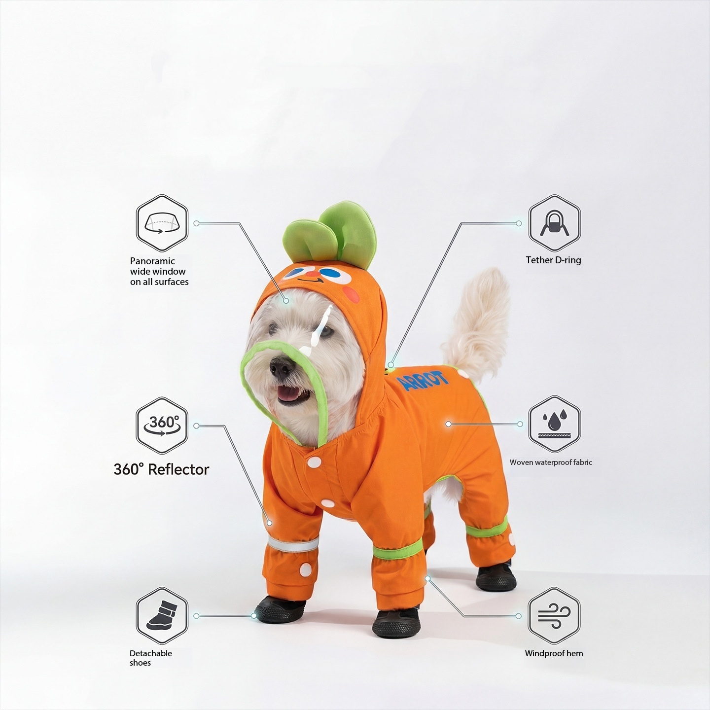 Orange Carrot Dog Raincoat Fou - Dog Raincoat avis et prix