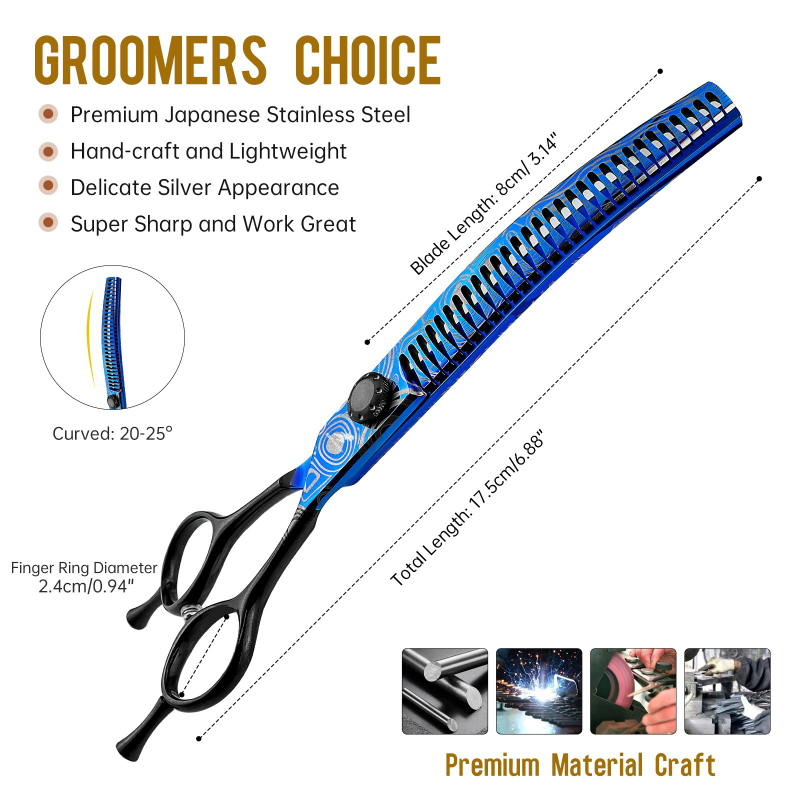 Fishbone Teeth Curved Chunker  - Dog Grooming Clippers avis et prix