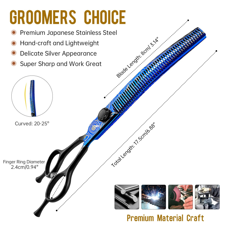 Fishbone Teeth Curved Chunker  - Dog Grooming Clippers avis et prix